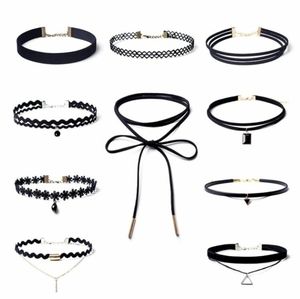 Rhinestone Pendant Choker Necklace Set